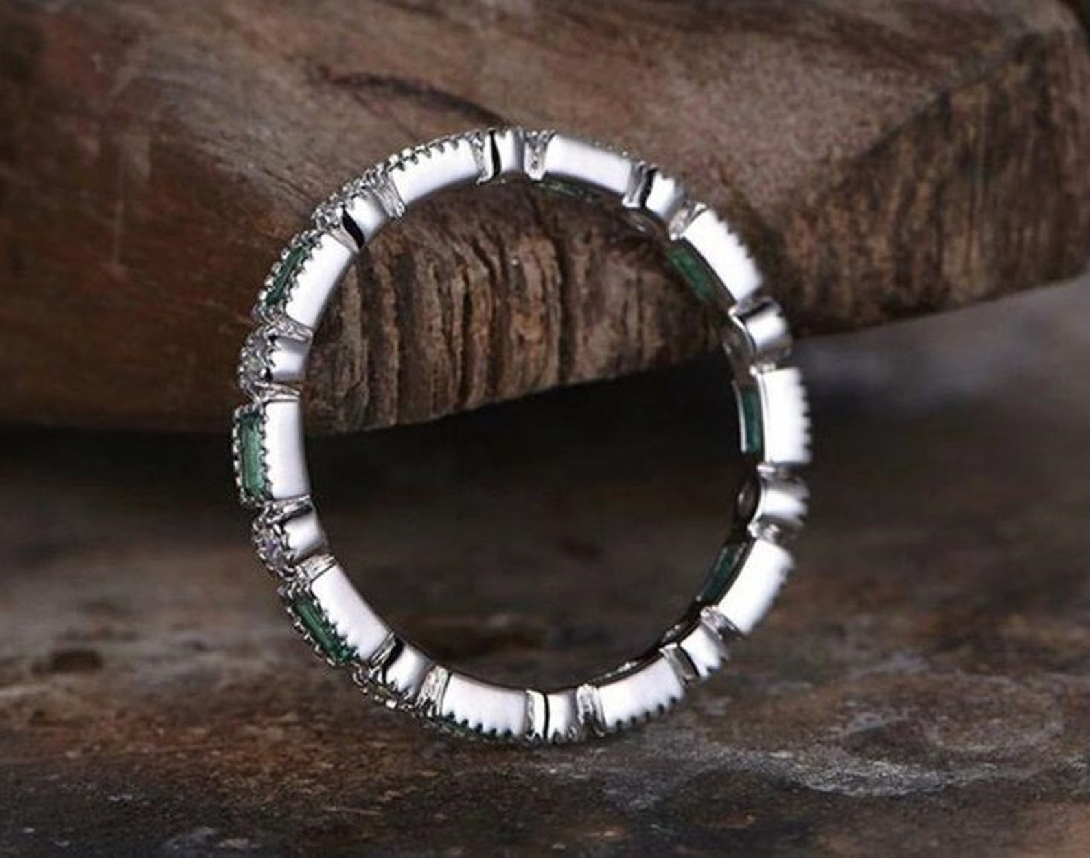 Vintage Art Deco Band Full Eternity Band Stacking Minimal Etsy