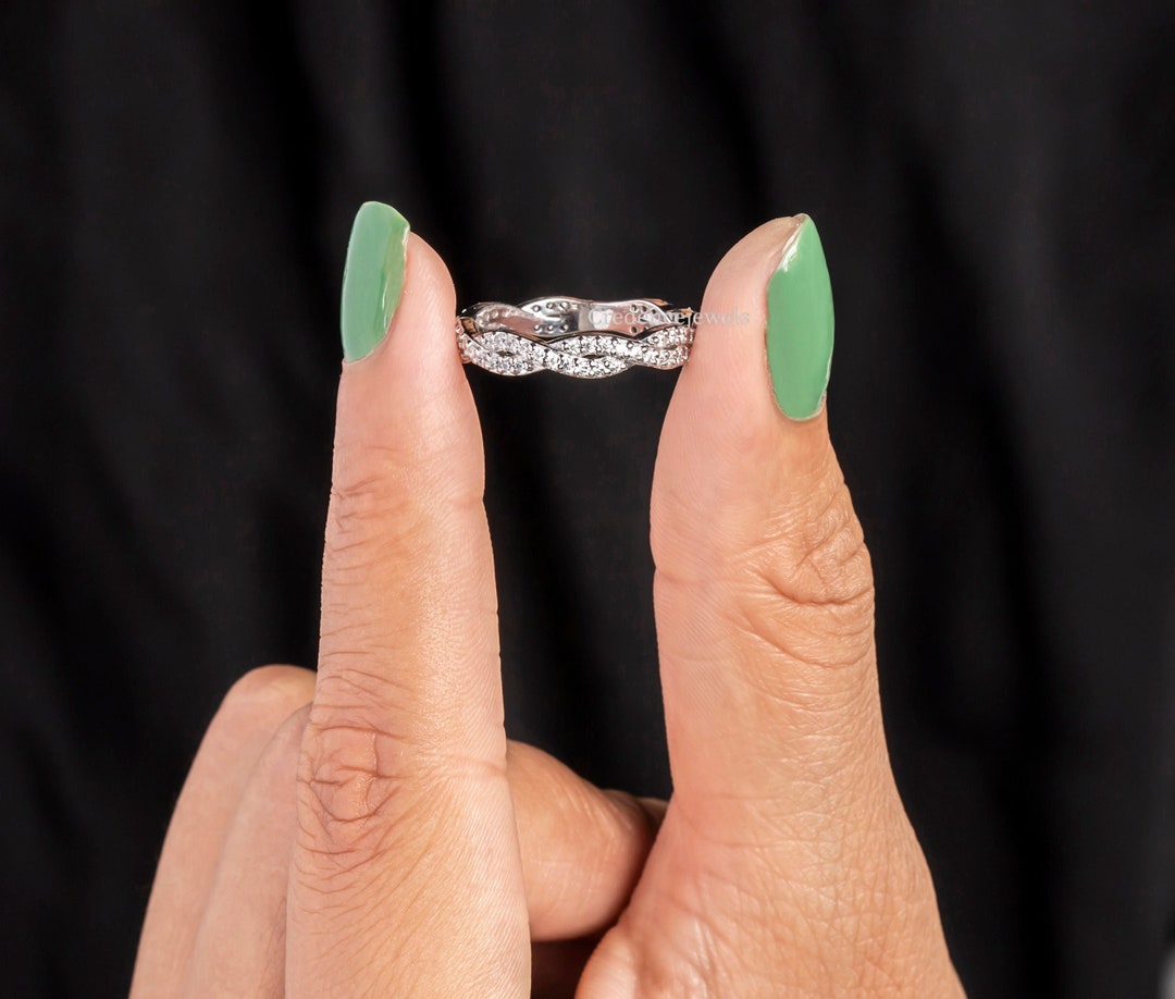 X Criss Cross & Twist Infinity Sterling Silver Wedding Band Set main image 1