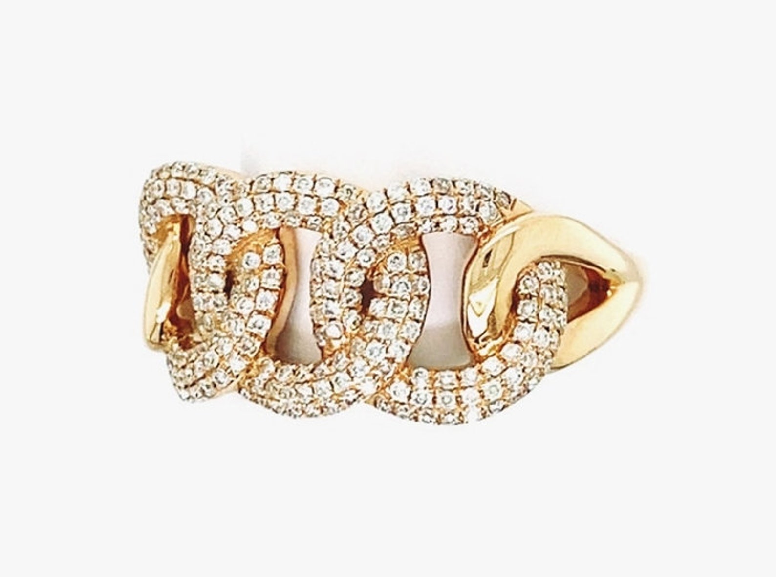 Chain Link Diamond Ring Silver Three Circle Ring Designer Etsy