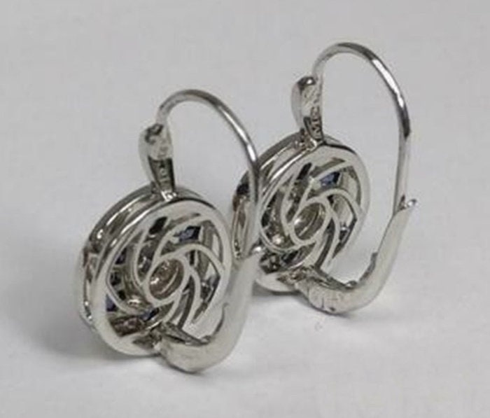 Vintage Art Deco Earrings, Floral Halo Earrings, Lever Back
