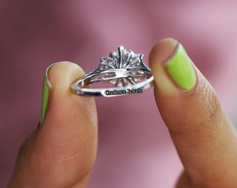 Snowflake Ring, Enchanted Disney Elsa Ring, Round Moissanite Ring