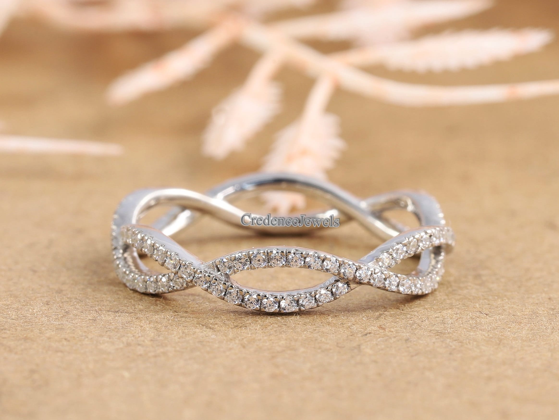 Twisted Wedding Band Full Eternity Band Delicate Intertwined - Etsy
