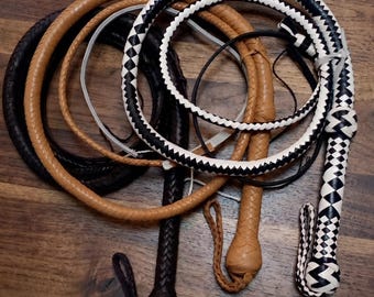 Handmade Kangaroo Leather Bullwhip, Indiana Jones Style Whip, Custom Bull whips, 3ft to 24ft