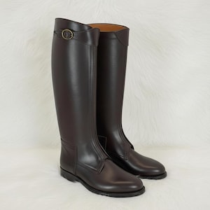 Handgjorda ridstövlar i läder för polo | Höga stövlar i klassisk ridstil | Traditionella, måttbeställda skor Brown (Bronze)