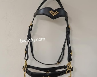 Handmade Leather Bitless Hackamore Bridle - Western & English Horse Tack, Equestrian Riding Gear