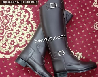 Handcrafted  Polo Riding Boots , Tall Leather Equestrian Footwear, Horseback Rider Gift