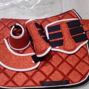 Sparkly Saddle Pad Set: Glittery Equestrian Horse Pads with Ear Bonnet & Boots
