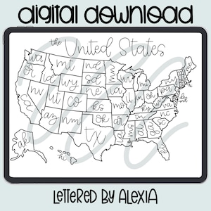 Usa Karte DIGITAL DOWNLOAD, US Map Png, Procreate Map, United States Map, United States Map, Reisekarte, Verkaufskarte