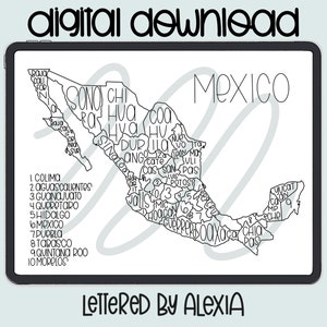 Mexiko Karte, herunterladbare Karte, Mexiko Verkaufskarte, Mexiko Tracking Karte, Sofort Download Karte, druckbare Karte