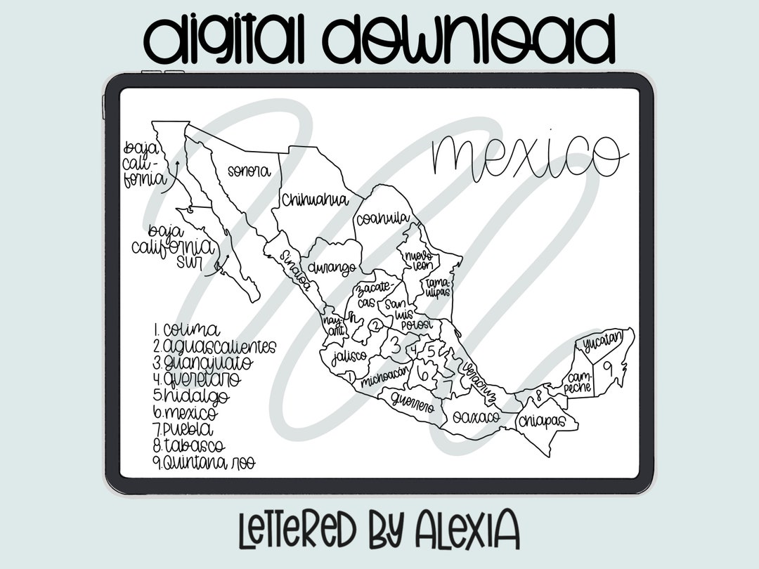 Mexico Map Digital Download Map Instant Download Map Sales - Etsy