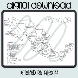 Mapa do México, mapa de download digital, mapa de download instantâneo, mapa de vendas, mapa de viagem, mapa de rastreamento, mapa para impressão