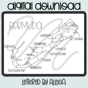 Carte des Bermudes, Carte des ventes, Carte de voyage, Carte numérique des Bermudes, Carte de téléchargement instantané