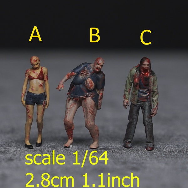Zombie figure 1:18 to HO scale for Halloween handpaint high detail