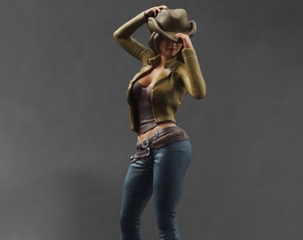 Cowgirl figure handpaint high detail 1:18 to HO scale