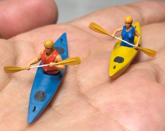 HO 1/64 1/43 1/24 1/18 Scale handpaint high detail Kayak man woman figure