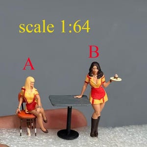 Waitress girl figure HO 1/64 1/18 1/24 1/35 1/43-48 1/72 N-scale GN052