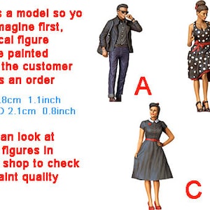 Rockabilly figure HO 1/64 1/43 1/24 1/18 Scale handpaint high detail