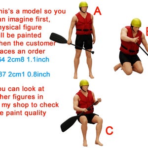 Paddle man figure HO 1/64 1/43 1/24 1/18 Scale handpaint high detail