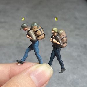 HO 1/64 1/43 1/24 1/18 scale Hiker man and woman handpaint high detail