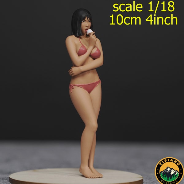 Figurine sexy de fille crème glacée (POUR PERSONNALISÉE) peinte à la main très détaillée à l'échelle 1:18 à HO