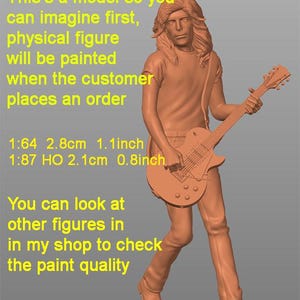 Figura de guitarrista de Def Rocker HO 1/64 1/43 1/24 1/18 Escala pintada a mano alto detalle