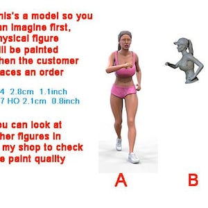 Running woman figure HO 1/64 1/43 1/24 1/18 Scale handpaint high detail