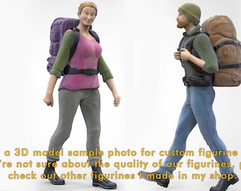 HO & 1:64 scale Hiker man and woman handpaint high detail