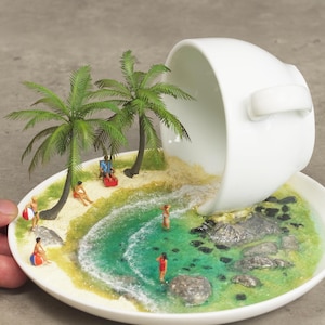Beach on a cup diorama