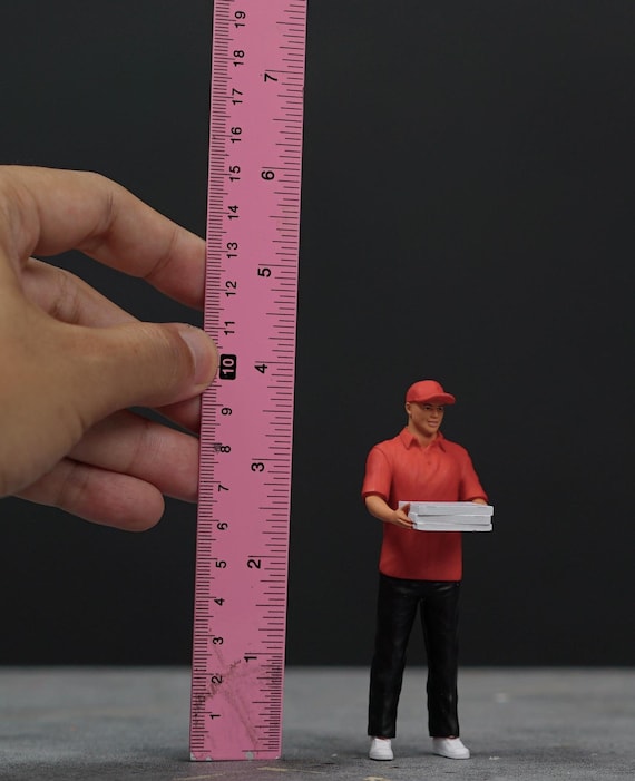 ピザ配達人フィギュア HO 1/64 43 24 1/18スケール ハンドペイント 