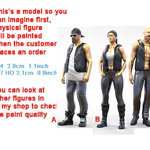 Outlaw biker figure HO 1/64 1/43 1/24 1/18 Scale handpaint high detail