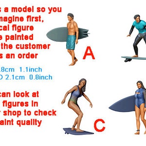 Surfer figure HO 1/64 1/43 1/24 1/18 Scale handpaint high detail
