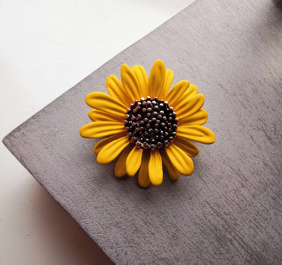 Sunflower Brooch Etsy