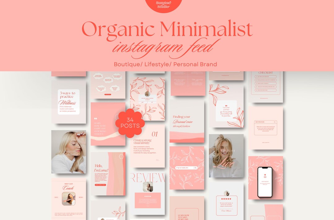 Wellness Instagram Post Templates: Red & Pink Canva Design - Etsy