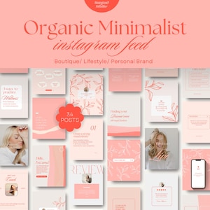 Organic   Instagram Feed  Template  Red & Pink for Coaches and Digital Marketing  Canva- Post Templates  personal Brand feed