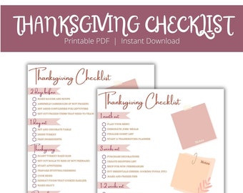 Thanksgiving Checklist ~ Hosting Checklist ~ Thanksgiving PDF ~ Turkey Day Printable ~ Hosting Thanksgiving ~ Thanksgive ~ Cooking Organizer