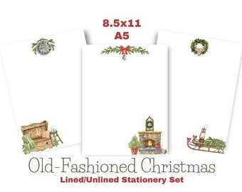 Country Christmas ~ Christmas Letter Template ~ Old-Fashioned ~ Christmas Paper ~ Christmas Stationary ~ Lined/Unlined ~ A5 & US Letter