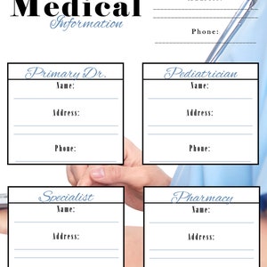 This is a Medical Information printable that comes in the Health Binder at Every Mom Printables
