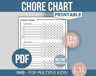 Chore Chart for Multiple Kids ~ Chore Chart 3 Kids ~ Chore Chart for Kids ~ Family Chore Chart ~ Teen Chore Chart ~ Responsibility Chart