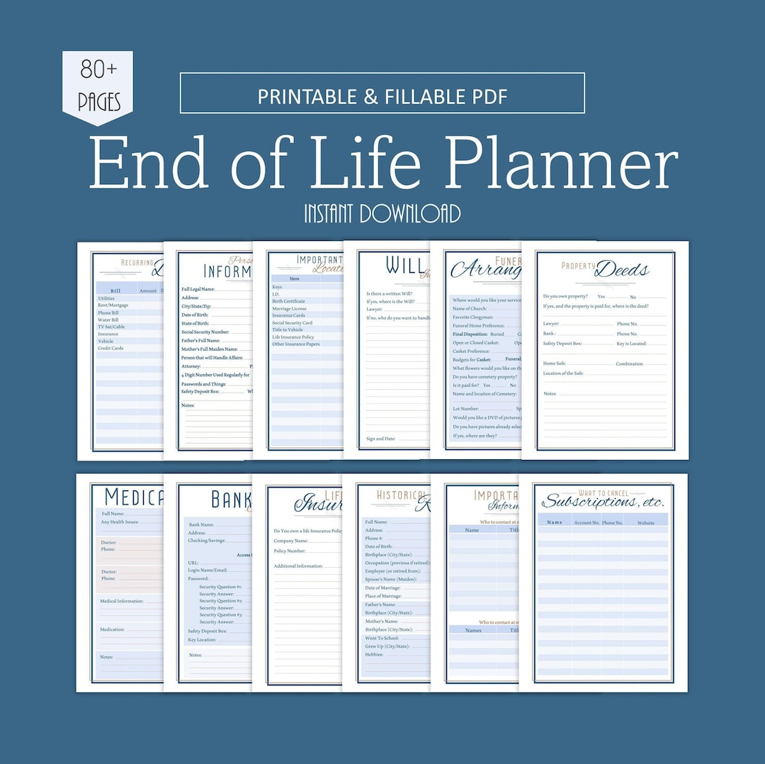 End of Life Planner Printable With Fillable PDF Death Binder Etsy End of Life Planner Printable With Fillable PDF Death Binder Etsy