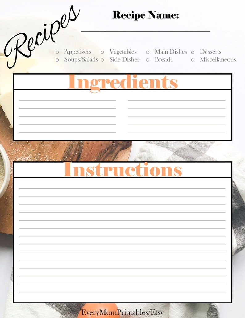 This is a recipe template that is included in the meal planner