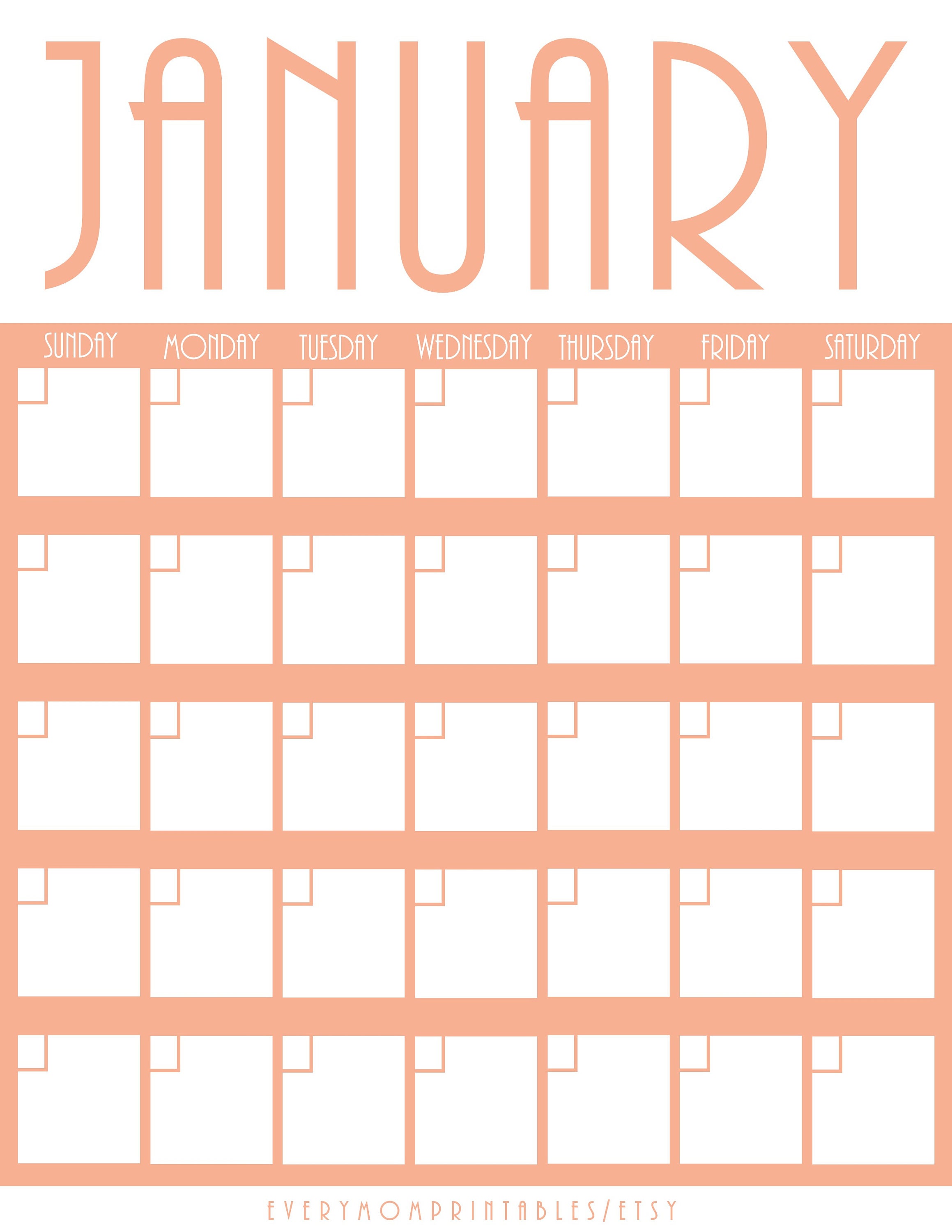 Calendar Template Calendar 2023 Blank Calendar Printable Etsy