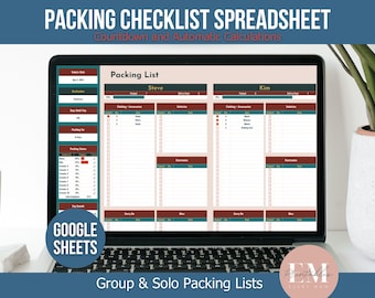 Google Sheets Packing Checklist: Travel Planner Spreadsheet (Digital Download)