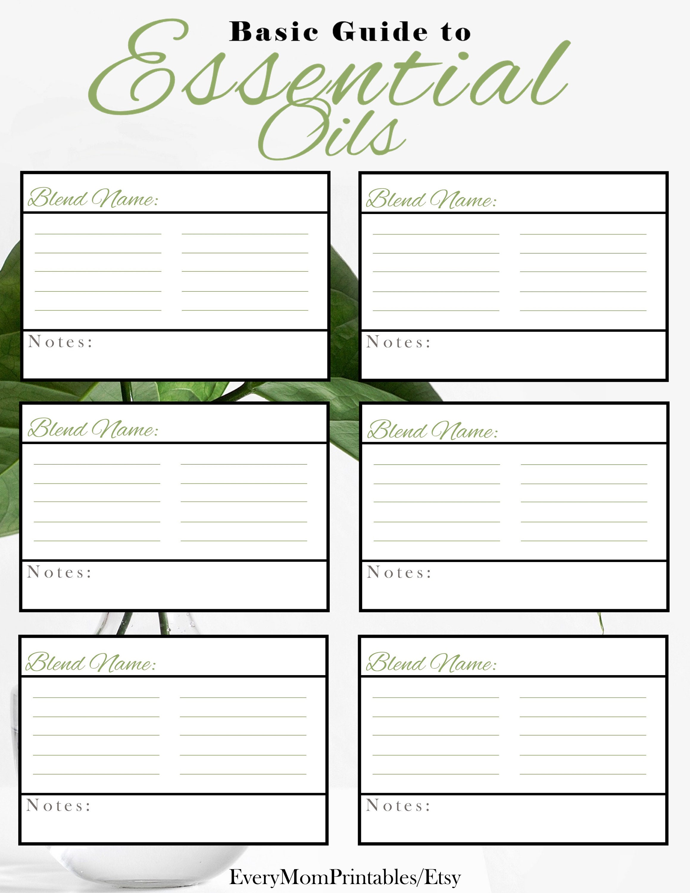 Essential Oils Printables Essential Oils Recipe Templates Essential Oil ...