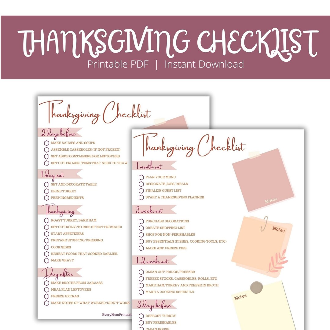 Thanksgiving Checklist Hosting Checklist Thanksgiving PDF Turkey Day ...