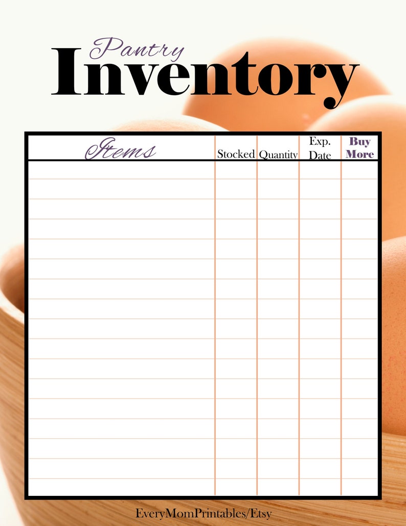 This is a pantry inventory list that comes in the meal planner