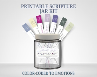 DIY Bible Verse Jar Kit: Color-Coded Christian Affirmations (Digital Download)