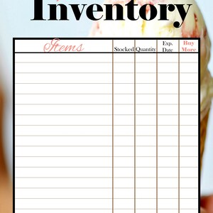 This is a freezer inventory list that comes in the meal planner