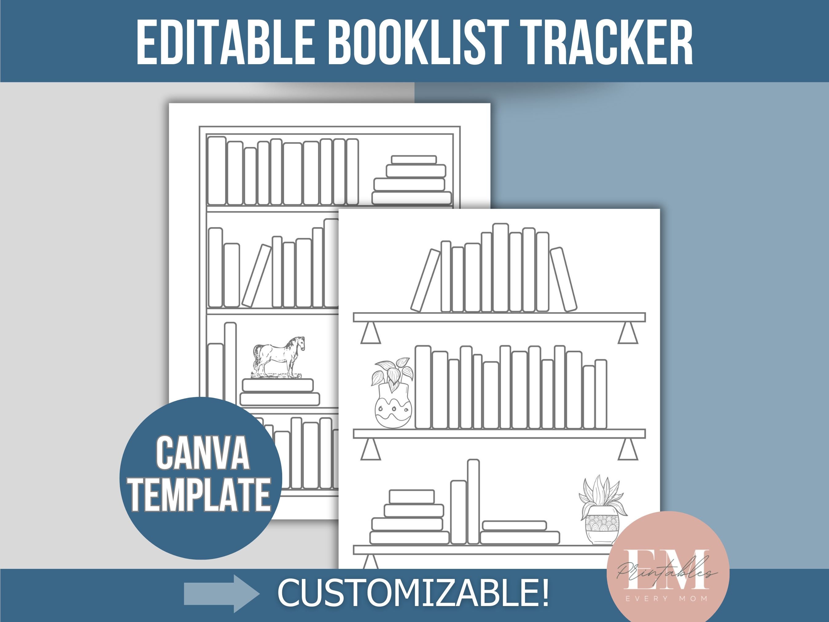 Printable Reading Booklist Tracker Template Editable Canva Bookshelf Printable Reading Booklist Tracker Template Editable Canva Bookshelf