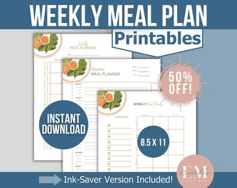 Weekly Meal Planner Printable ~ Weekly Menu ~ Meal Tracker ~ Meal Planning ~ Menu Planner ~ Weekly Meal Plan ~ Grocery List