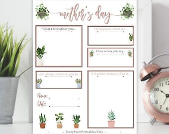 Mother's Day Printable ~ Mother's Day Gift ~ Mother's Day Grandma ~ Mother's Day Aunt ~ Mom Gift From Kids ~ Mother's Day Craft